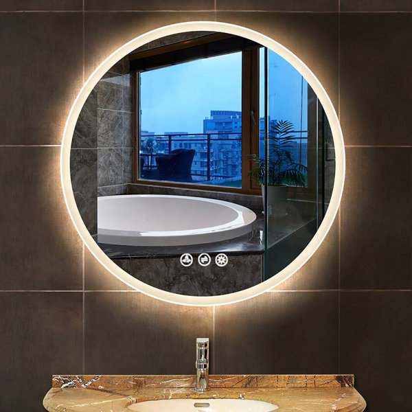 Brayden Studio® Portsmouth Modern Frameless Lighted Bathroom Mirror